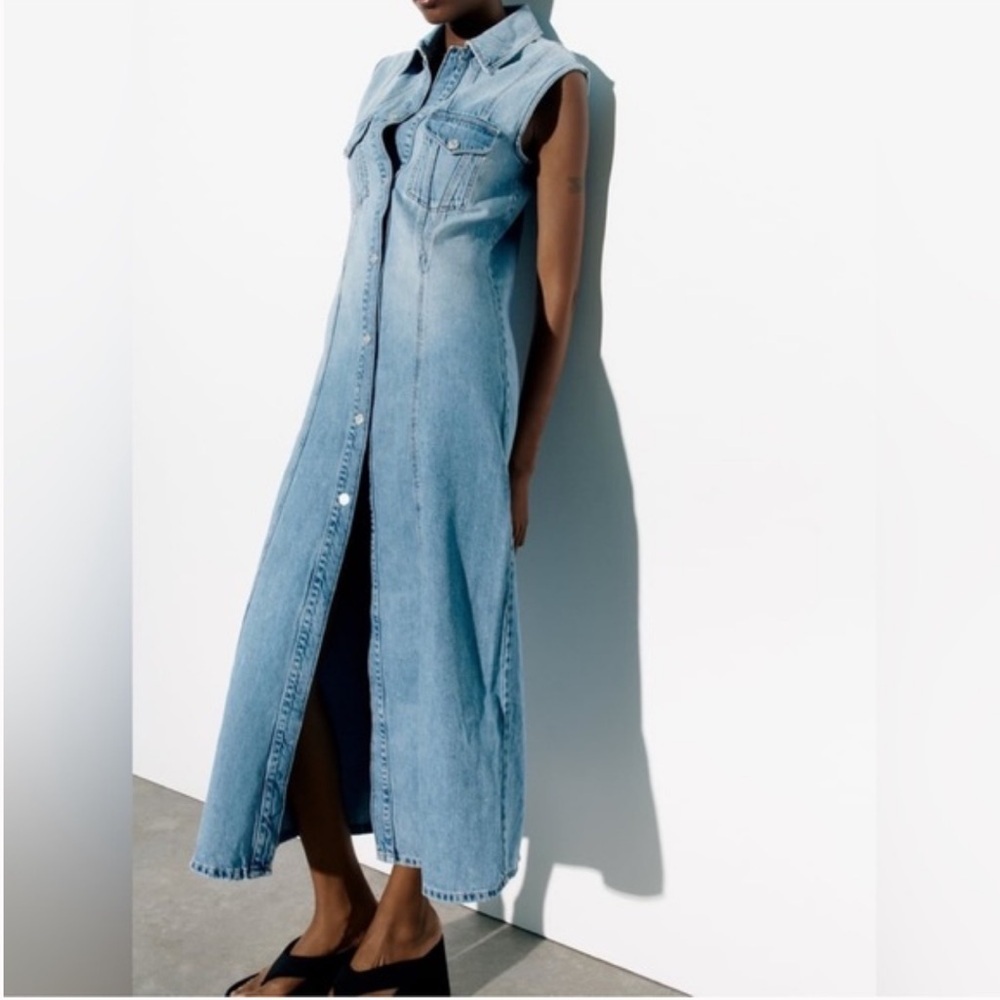 Zara Denim TRF Maxi Dress SZ S